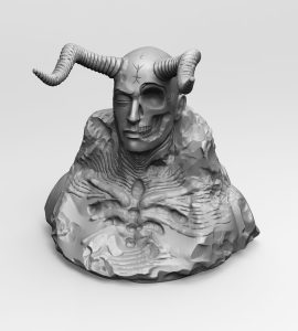 Sculpture demonic head